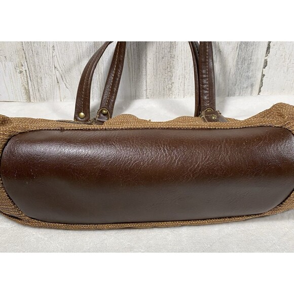 Fossil Genuine Classic 1954 Key Oasis Brown Straw & Leather Satchel Shoulder Bag - Picture 3 of 12